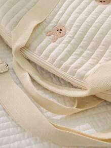 大容量泰迪熊和橄榄刺绣孕妇包，妈妈用便携式刺绣手提包