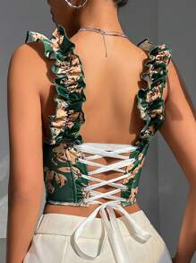Top con tirantes de estilo de verano nuevo, con diseño dulce y sexy de cuello en V, almohadilla para el pecho, espalda esbelta con diseño de espina de pescado y se puede usar como un sujetador