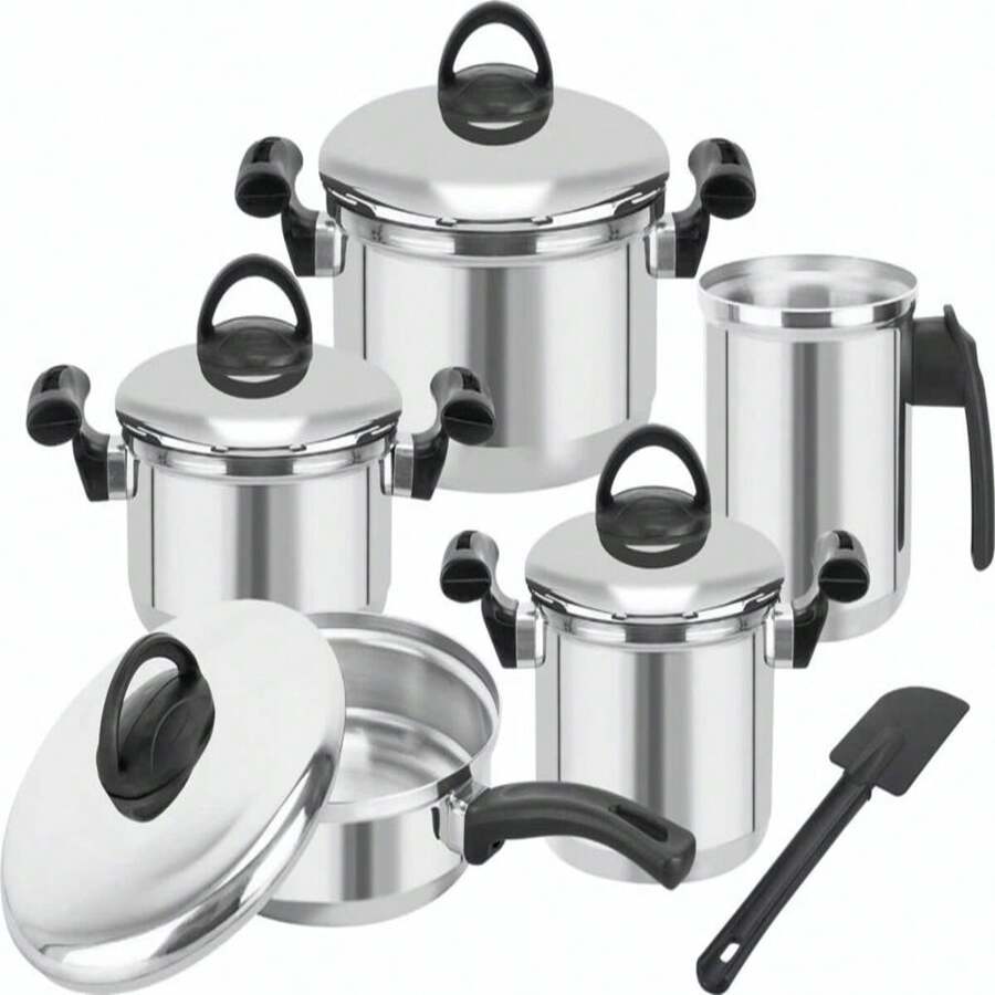 11-Piece Casserole Cookware Set Pudding Mold Kitchen Steamed Vegetables - 銀色 - 查看 1