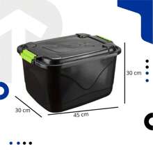 30L Organizer Box With Lid And Lock Large Container Basket For Toys, Multipurpose Tools - màu đen - Xem 3
