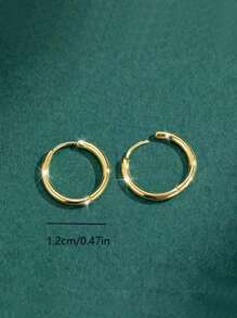 1 Pair Minimalist Plain Hoop Earrings, European American Style Copper Earrings For Men & Women, Suitable For Daily, Date, Party Wear, Holiday Gift - Multicolor - View 5