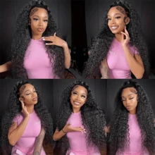Jerry Curl Wave Lace Front Wigs Human Hair 180% Density 13x4 HD Lace Front Wigs Human Hair Pre Plucked With Baby Hair Deep Curly Water Wave Wig Human Hair For Women Wet Wavy Wigs Human Hair