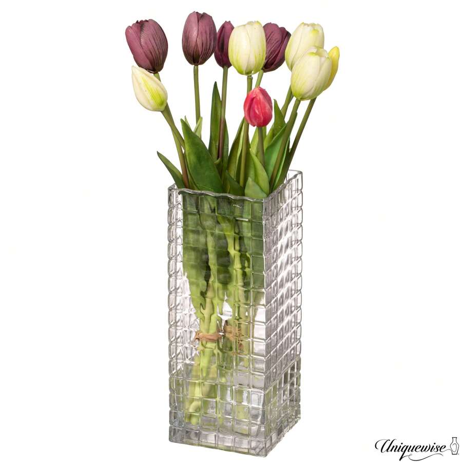 10Inch Square Frosted Clear Glass Table Vase A Timeless Centerpiece