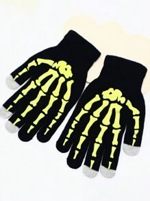 1 双冬季保暖触屏手套男士无指表演舞蹈爪形骷髅手套 - 彩色 - 查看 3