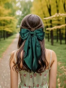 1/4 件装女士发夹，红色蝴蝶结，亮粉色蝴蝶结，蝴蝶结发夹，缎面蝴蝶结发夹，长尾蝴蝶结发夹，派对发饰，情人节爪夹，情人节配饰，头部配饰，发卡 - 彩色 - 查看 5