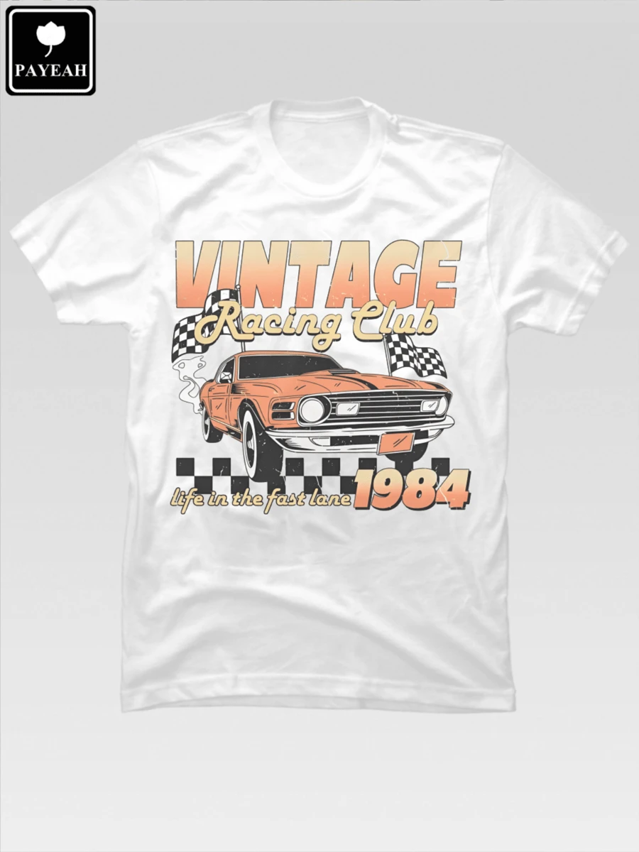 PAYEAH Vintage Racing Club Pure Heavy Cotton T Shirt - White - View 1