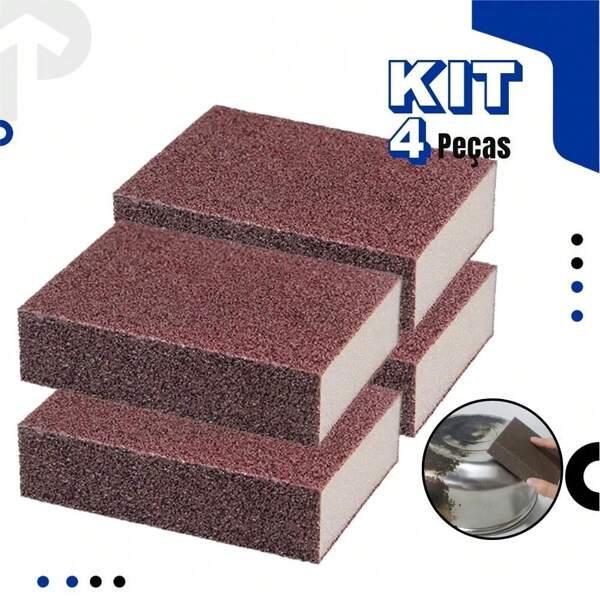 Kit Esponja Mágica Limpeza Pesada Panela Inox Remoção Ferrugem Multiuso