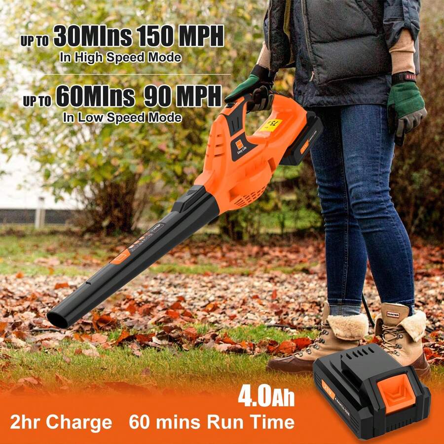 Leaf Blower Cordless,21V Handheld Electric Leaf Blower With 4.0Ah