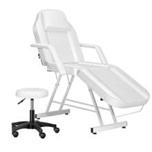 3-Section Tattoo Chair, Adjustable Professional Salon Massage Bed Tattoo Bed Chair With Spa Stool And Towel Hook For Beauty Barber Spa Beauty Equipmentlash Bed ,Massage Bed, Salon Equipment,Beauty Bed,Salon Furniture,Lash Table - 白色 - 查看 1