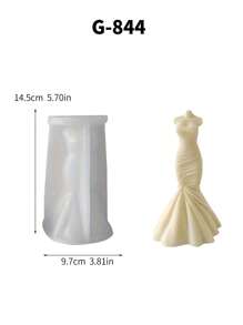1pc Bandeau Dress Mold, Wedding Dress Aroma Candle DIY Crafts, Wedding Ceremony Gift, Romantic Proposal Silicone Mold - White - View 8