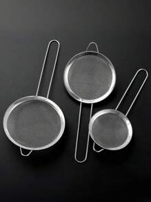 Kit 3 Sieves Metal Strainer 8CM 10CM 12CM Kitchen Sieve - 銀色 - 查看 9