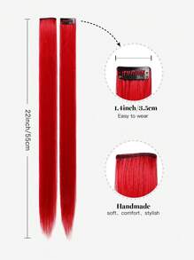 5pcs Red 5pcs Blue Colorful Clip-In Hair Extensions For Women - Perfect For Daily Wear, Parties, Costumes, And Cosplay Halloween- Straight Hair Pieces In Highlight Shades - Y2K Style, Girls Princess Party Highlight Colorful Straight Hair Extensions Clip-In Costumes Hairpiece For Girls 22inch