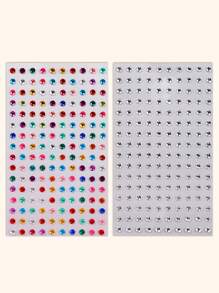2PCS Multi-Color Silver White Rhinestone Beautiful Women's Face Decoration Rhinestone Stickers Y2K Festival Party Daily Makeup DIY Music Festival Prom Applicable To Hair Eyes Face Body Decoration Rhinestone Stickers - Multicolor - View 2