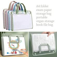 A4 Organizer Portable Document Bag: Waterproof, Transparent, Multi-Layer Compartment, Creative Design, Back To School School Supplies - Portable Information Storage Bag