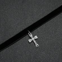Illusory 1pc Minimalist Vintage Punk Cross Pendant Necklace - Black - View 3