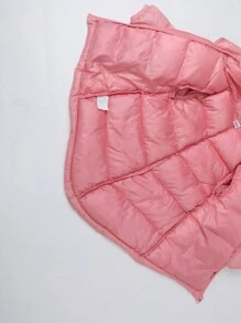 Young Girls Solid Color Hooded Long Sleeve Warm Pockets Zip-Up Dinosaur-Shaped Padded Warm Jacket For Winter - 西瓜粉 - 查看 5