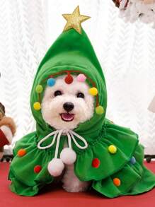 1pc Pet Cloak Christmas Doggy Costume Accessories, Autumn/Winter Pet Poncho Outfits