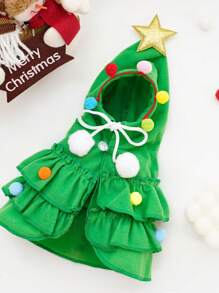 1pc Pet Cloak Christmas Doggy Costume Accessories, Autumn/Winter Pet Poncho Outfits
