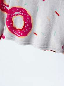 2pcs/Set Young Girl Flannel Pajamas Suit With Warm Lining, Autumn/Winter Children Thicken Homewear Thermal Underwear Set