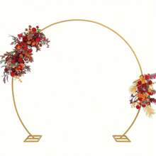 1 Set Of Round Gold Backdrop Stand - Metal Balloon Arch Set, Suitable For Birthday, Wedding, Bride Gift, Graduation, Anniversary, Baptism, Summer Theme Party, Background Decorations For Home, Valentine's Day, Halloween, Christmas, Thanksgiving,Christmas - Gold - View 2