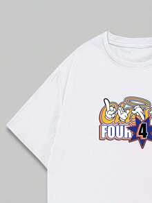 Four T-Shirt Blouse Print Comfort Casual Premium Streetwear Unisex - 白色 - 查看 5