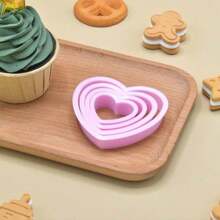 4 Khuôn cắt bánh quy hình trái tim ngày lễ tình nhân Máy làm bánh quy Fondant Khuôn cắt bánh mì Dụng cụ trang trí bánh - Hồng - Xem 4