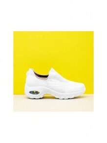 Cross-Border Women's Sporty & Casual Slip-Ons Knitted Shoes Dance Shoes With Air Cushion - Màu xanh lam - Xem 5