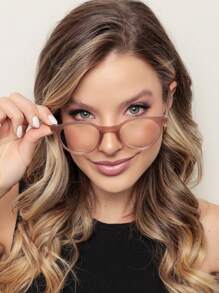 WOMEN'S PRESCRIPTION GLASSES FRAME, CAT SHAPE, ROUND OVAL, NEW FASHION LAUNCH - Màu Khaki - Xem 2