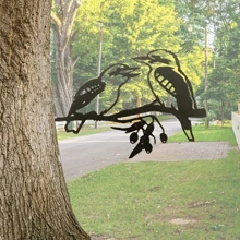 HELLOYOUNG 1 件创意树插，鸟形剪影金属装饰树桩，家庭花园露台树枝铁插装饰，户外雕像桩艺术装饰，户外栅栏春季装饰 - 黑色-z - 查看 2