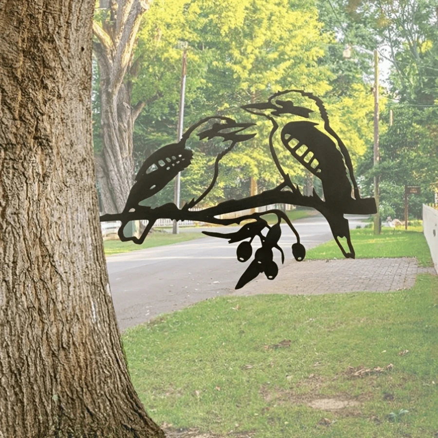 HELLOYOUNG 1 件创意树插，鸟形剪影金属装饰树桩，家庭花园露台树枝铁插装饰，户外雕像桩艺术装饰，户外栅栏春季装饰