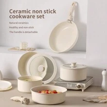 2 buc/Set Set de vase de gătit Maifanshi din aluminiu, inclusiv oală și tigaie antiaderență, potrivite pentru plită pe gaz și cu inducție, oale multifuncționale pentru fierbere de fructe de mare