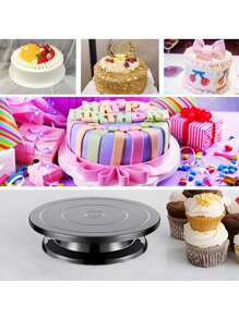 1 pieza Soporte giratorio para tartas de Navidad, soporte para tartas de cumpleaños y exhibidor giratorio de postres, plataforma giratoria para tartas para fiestas de cumpleaños, recepciones de bodas, restaurantes, pastelerías, tiendas de repostería, soporte para tartas y herramientas de hornear - Multicolor - Ver 4