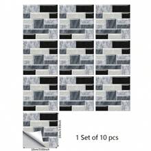 10Pcs/Set Simple Brick Shape Pattern Self-Adhesive Floor Sticker For Office Home Kitchen Bathroom Living Room Floor And Wall Decoration, Renovation Stickers Peel Wall Panels, Wall Paper, Wallpapers, Spring Decoration Items Refresh Your Home, Festival Decoration Stickers Gifts Birthday Graduation - Multicolor - View 29