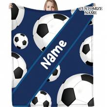 1pc Personalized Name Blanket, Football Pattern Flannel Blanket, Soft Cozy Warm Blanket, Memorable Moment Commemorative Blanket, Birthday Gift, Christmas Gift, Gift For Family And Friends, Suitable For Bedroom, Office, Bed, Sofa, Armchair, Used For Nap, Camping, Travel Washable Cute Custom,Unique,Personalized Ideal Gifts For Family,Ideal Gifts For Friends Son,Daughter,Friends,Family Sofa,Bed,Car,Tea Room,Bedroom,Living Room,Bathroom,Dining Room