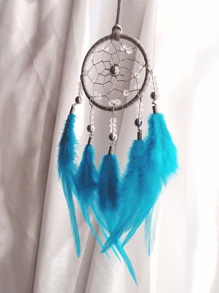 1pc Faux Pearl & Feather Dreamcatcher Decor, Mori Style Feather Wind Chime Ornament, Gifts For Girls, Birthdays, Useful As Car Decorations, Room, Home, Wedding Party Decor (Artificial Feathers),Home Decor ,Room Decor,Wall Decor Graduation