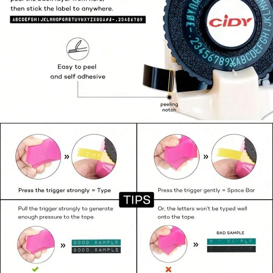 Handheld No Battery Required Label Maker Portable 3D Embossing Manual