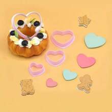 4 Khuôn cắt bánh quy hình trái tim ngày lễ tình nhân Máy làm bánh quy Fondant Khuôn cắt bánh mì Dụng cụ trang trí bánh - Hồng - Xem 6