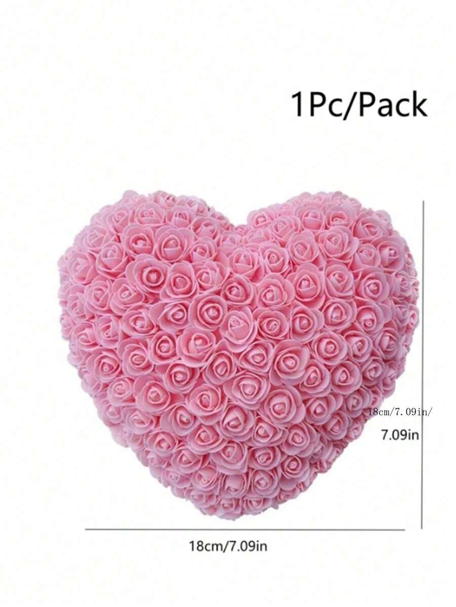 1 枝 18 厘米可爱浪漫心形永生玫瑰花，适合送给妈妈、朋友、生日、周年纪念日、情人节 - 18cm玫瑰花愛心 - 查看 1