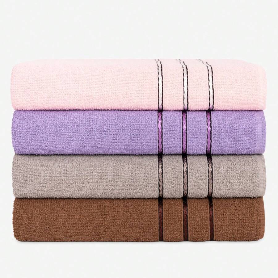 Kit 4 Large Bath Towels, Thick, Soft, 100% Cotton, Great Absorption, Orus, 70x1.20m - 選項03 - 查看 1