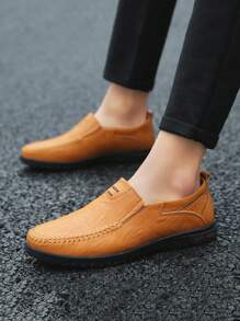 Zapatos casuales de hombre de piel sintética con suela de goma, puntera redonda, cordones, estilo elegante y sencillo, adecuados para deportes, ocio, montañismo, vacaciones, primavera, verano, otoño e invierno, disponibles en negro, marrón claro, marrón oscuro y tallas grandes - Marrón - Ver 10