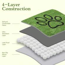 Qeils Washable Pee Pads For Dogs, 4 Pack Super Absorbent Reusable Puppy Pads With Green Long Wool For Potty Training, Floor, Couch, Bed, And Crate - 法蘭絨綠色 - 查看 6