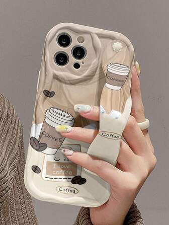 1 件时尚腕带笑脸加厚防震手机保护壳带支架，兼容 和三星设备