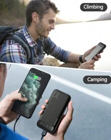 2-Pack Portable Charger 10000mAh, Slim USB C Input And Output Power Bank With LED Display Lightweight External Battery Pack Compatible For Phone 17/16/15/14/13/12, Etc - black and green - View 4