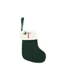 1 pièce Bas de Noël tricoté avec lettres, rouge, blanc et vert 3 couleurs, comprend 26 lettres anglaises. Peut être utilisé comme décoration de fête à la maison, ornement à accrocher au sapin de Noël ou au chevet, petit cadeau pour fête des fêtes, décoration d'Halloween - Multicolore - Voir 60