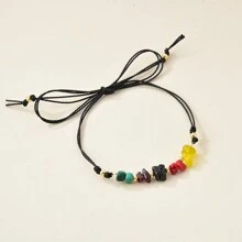 1pc Multi-Function 12 Zodiac Protective Stone Bracelet - Natural Pebble, Adjustable As Necklace Or Anklet, Select Your Zodiac Sign