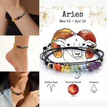 1pc Multi-Function 12 Zodiac Protective Stone Bracelet - Natural Pebble, Adjustable As Necklace Or Anklet, Select Your Zodiac Sign