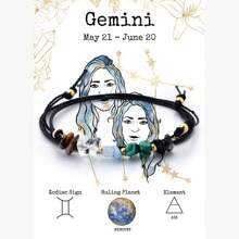 1pc Multi-Function 12 Zodiac Protective Stone Bracelet - Natural Pebble, Adjustable As Necklace Or Anklet, Select Your Zodiac Sign