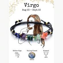 1pc Multi-Function 12 Zodiac Protective Stone Bracelet - Natural Pebble, Adjustable As Necklace Or Anklet, Select Your Zodiac Sign