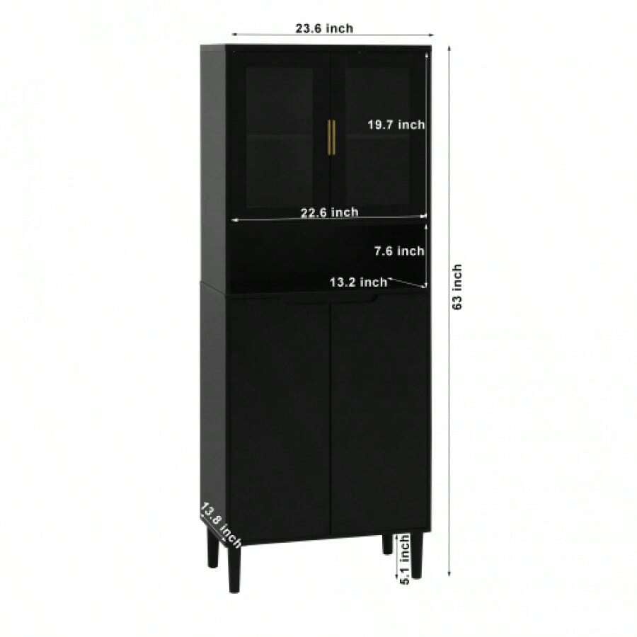 Tall Storage Show With 2 Glass Display Door & 2 Doors, Tall