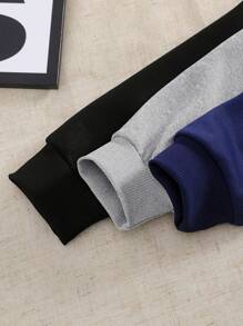 3pcs Letter Print Hooded Sweatshirt Set, Pullover - Multicolor - View 4